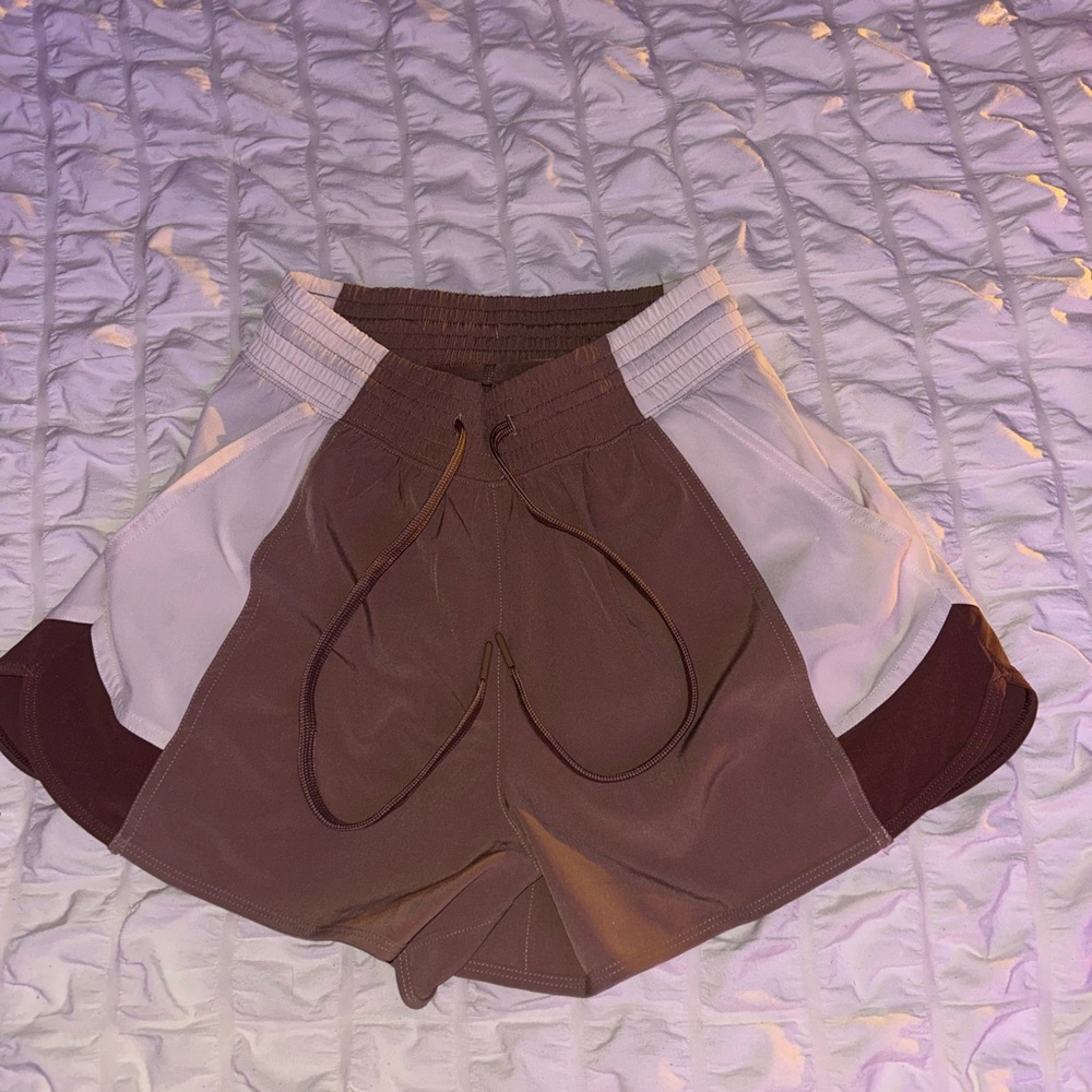 Women's Athletic Shorts in Brown and White